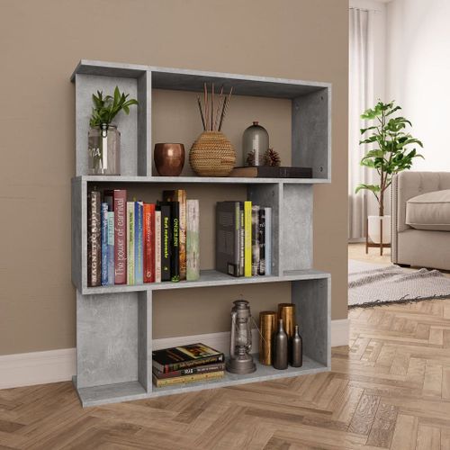 Vidaxl Bibliothèque/Séparateur De Pièce Gris Béton Bois D’Ingénierie