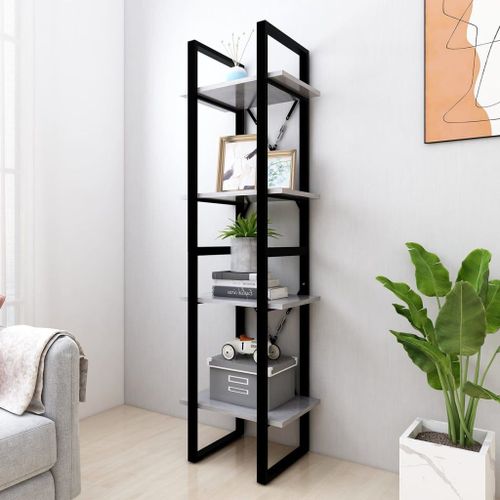 Vidaxl Bibliothèque À 4 Niveaux Gris Béton 40x30x140cm Bois Ingénierie