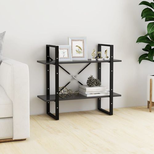 Vidaxl Bibliothèque À 2 Niveaux Gris 80x30x70 Cm Bois D'ingénierie