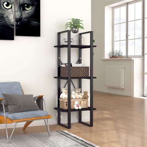 Vidaxl Bibliothèque À 3 Niveaux Noir 40x30x105 Cm Bois D'ingénierie