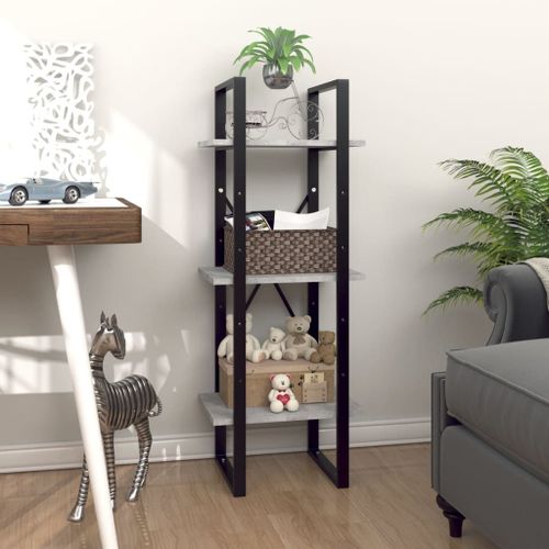 Vidaxl Bibliothèque À 3 Niveaux Gris Béton 40x30x105cm Bois Ingénierie