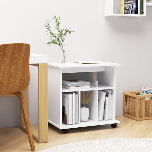 Vidaxl Armoire À Roulettes Blanc 60x45x60 Cm Bois D'ingénierie