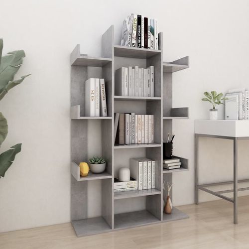 Vidaxl Bibliothèque Gris Béton 86x25,5x140 Cm Bois D’Ingénierie