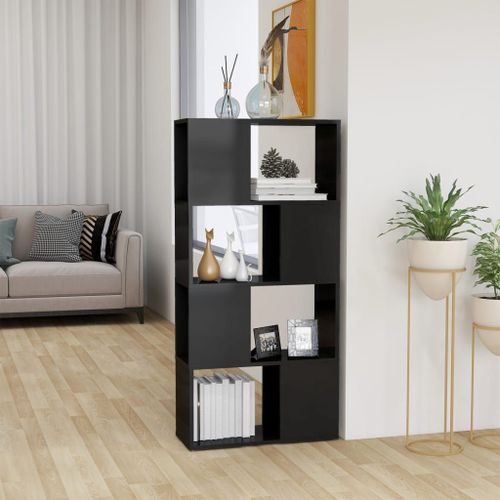 Vidaxl Bibliothèque/Séparateur De Pièce Gris Brillant Bois Ingénierie