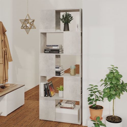 Vidaxl Bibliothèque/Séparateur De Pièce Gris Béton 60x24x155 Cm