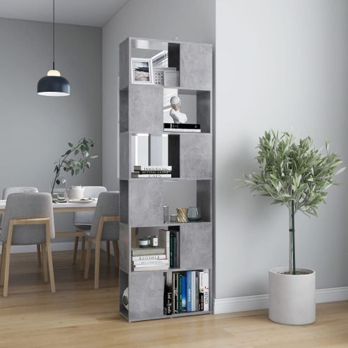 Vidaxl Bibliothèque/Séparateur De Pièce Gris Béton 60x24x186 Cm
