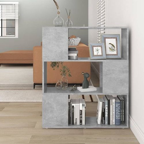 Vidaxl Bibliothèque/Séparateur De Pièce Gris Béton 80x24x94 Cm