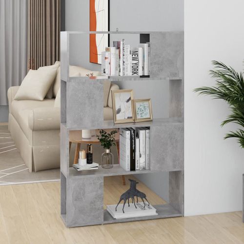 Vidaxl Bibliothèque/Séparateur De Pièce Gris Béton 80x24x124,5 Cm