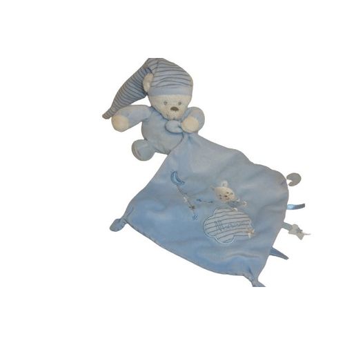 Doudou Ours Peluche Mouchoir Bleu Max Et Sax