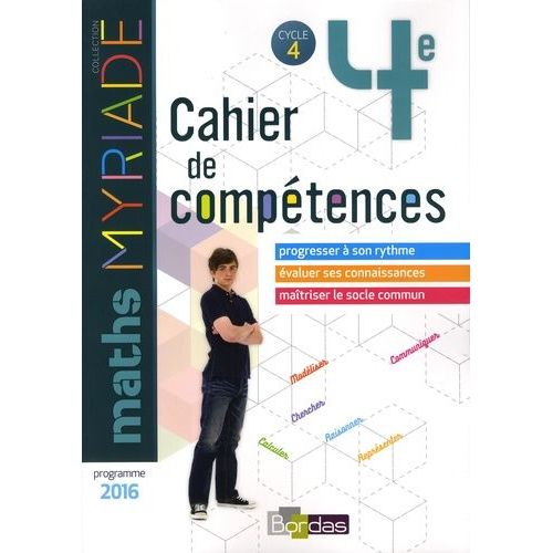Mathématiques 4e Myriade - Cahier De Compétences