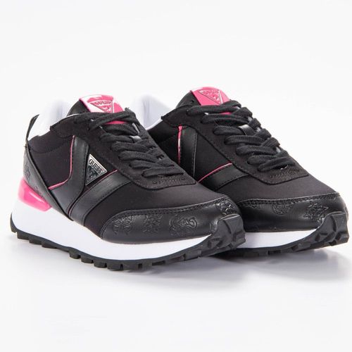 Basket Guess Femme Samsin Logo Gaufre Noir