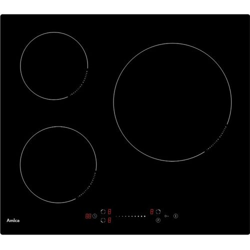 amica - table de cuisson à induction 60cm 3feux 7000w noir - gp371