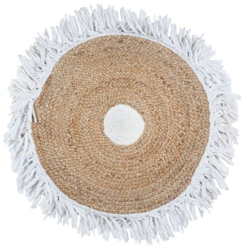 Tapis Rond À Franges En Jute 90 X 90 Cm