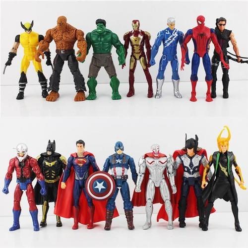 14 pièces Super Hero Marvel Avengers Batman Spiderman Figurines 16cm