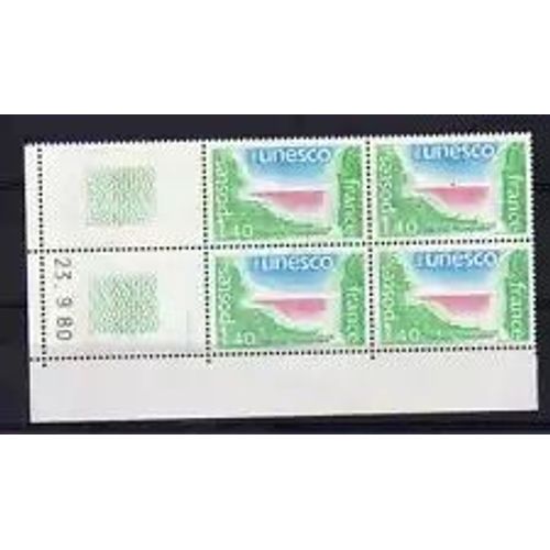 Timbre Service France Bloc De 4 Timbres Neuf ** Yt N° 61 Unesco Patrimoine Universel