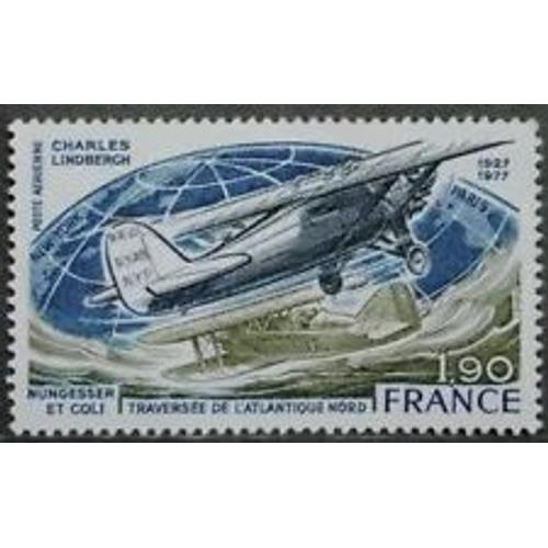 Timbre Poste Aérienne France 1977 Neuf ** Yt N° 50 Cinquentenaire De La Traversée De L'atlantique Lindbergh