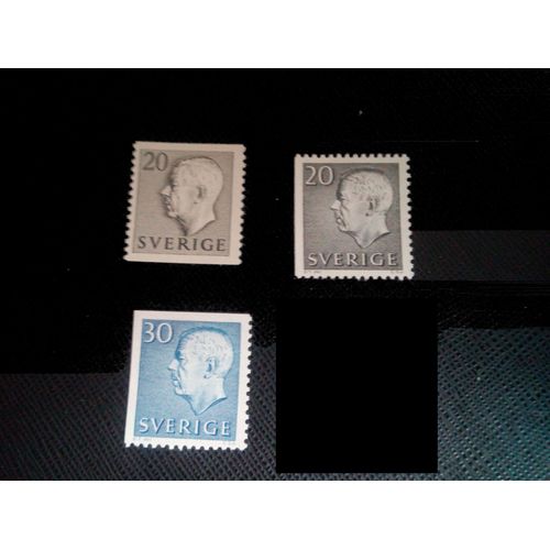 Timbre Suede Yt 462 - 462b -464c Le Roi Gustave Vi Adolf 1961 ( 031105 )