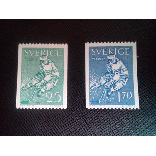 Timbre Suede Yt 501 - 502 Wc Hockey Sur Glace 1963 ( 031105 )