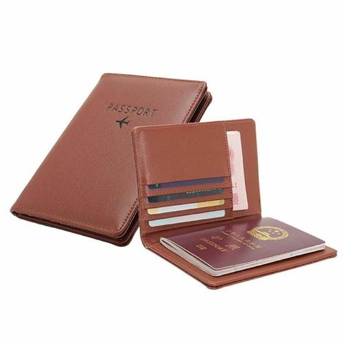 Porte-passeport en cuir PU, Marron