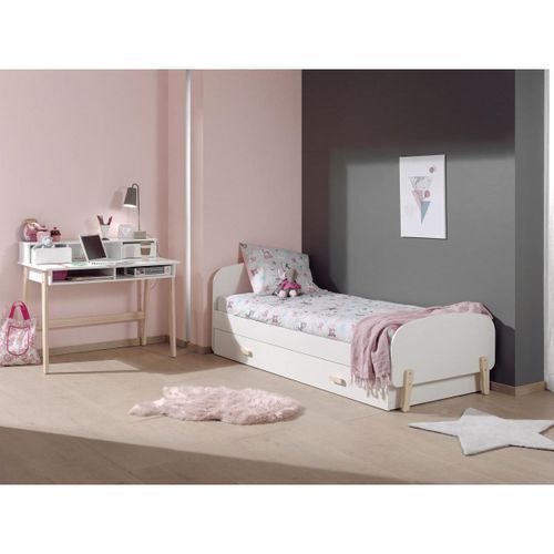 Vipack Kiddy Lit Simple Et Sommier 90x200cm Blanc + Lit Gigogne + Bureau