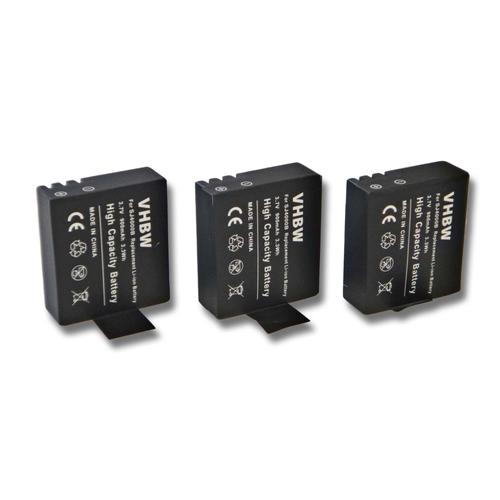 vhbw 3x Batteries compatible avec Qumox SJ4000 WiFi, SJ5000, SJ6000 caméra vidéo caméscope (900mAh, 3,7V, Li-ion) avec puce d'information