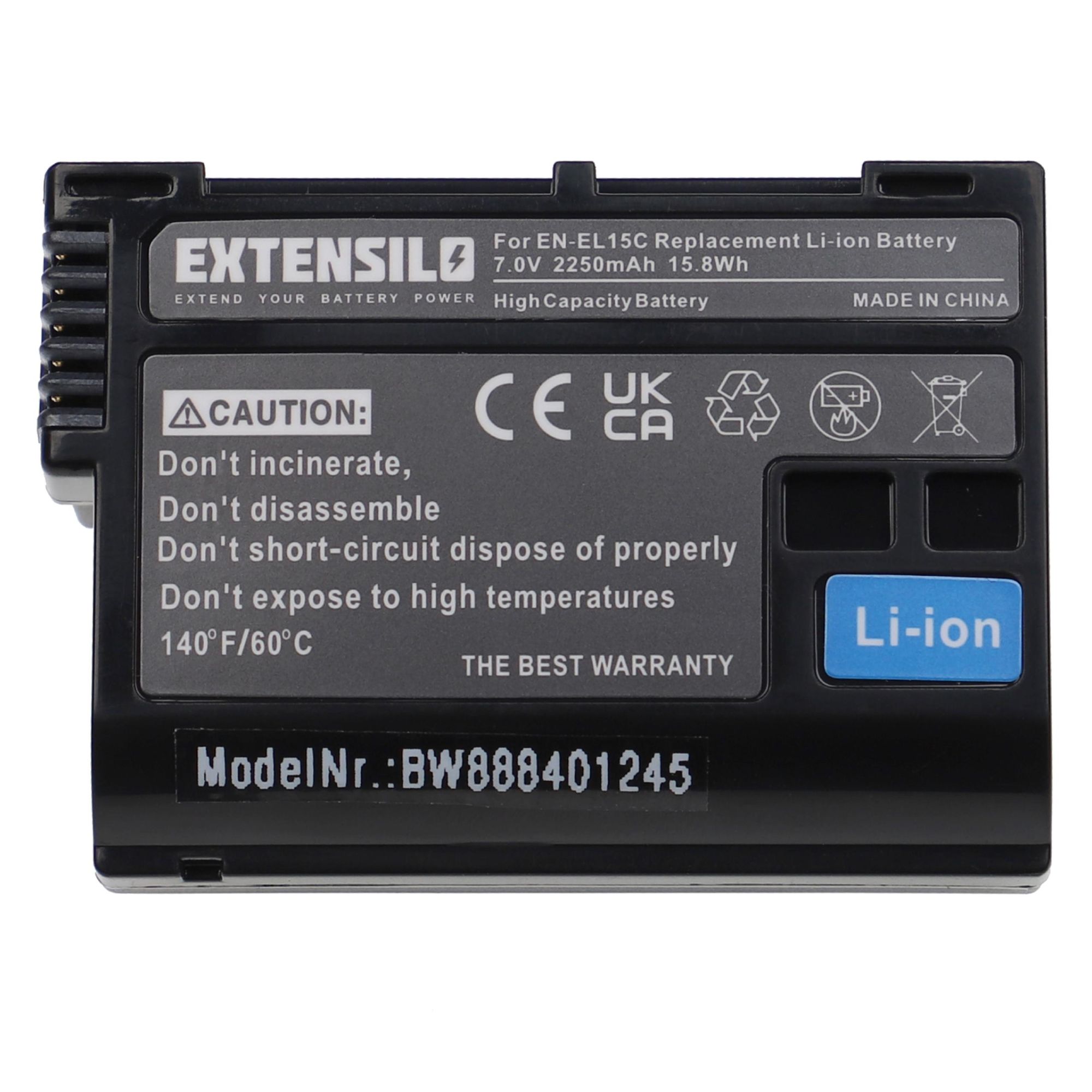 EXTENSILO Batterie compatible avec Nikon poignée alimentation MB-D12, MB-D15, MB-D17, MB-D14 (2250mAh, 7V, Li-ion), puce d'information