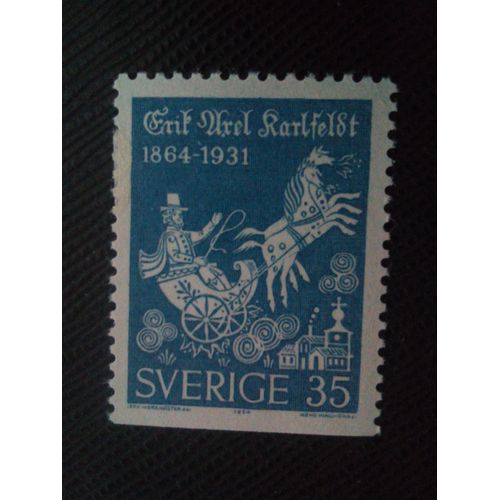 Timbre Suede Yt 514a Erik Axel Karlfeldt (1864-1931) Poète, Lauréat Du Prix Nobel 1963 ( 031105 )