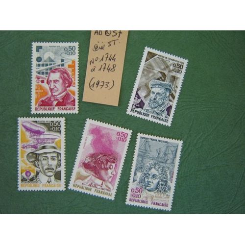 Ad 057 //Série De 5 Timbres France Neufs 1973 *N° 1744 À 1748 " Célébrités