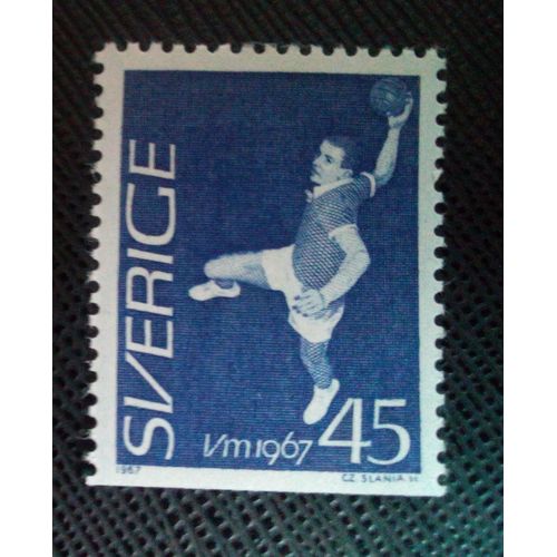Timbre Suede Yt 554 B Championnats Du Monde De Handball 1967 ( 031105 )