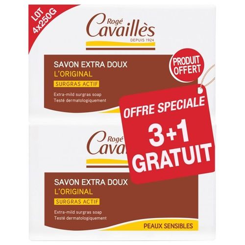 Rogé Cavaillès Savon Surgras Extra-Doux Lot De 3x250g + 1gratuit 