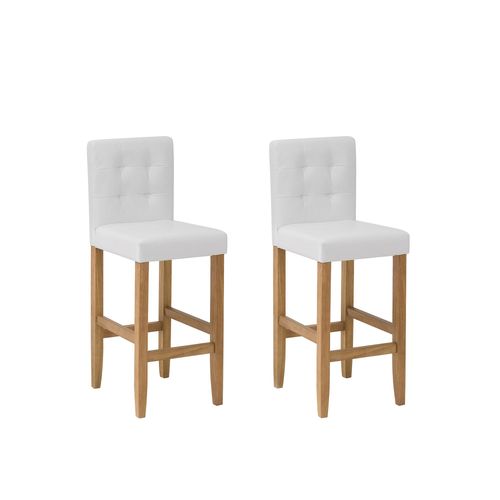 Lot De 2 Chaises De Bar Madison Cuir Pu Blanc Cassé