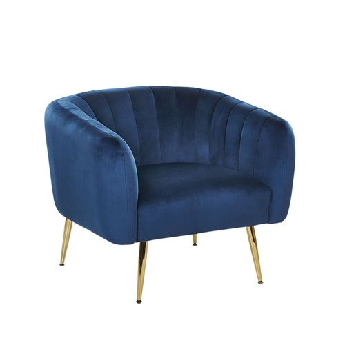 Velours Fauteuil Bleu Foncé Laconia