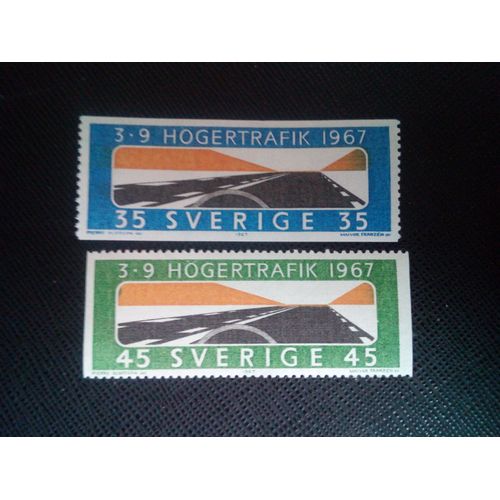 Timbre Suede Yt 572 - 573 A Circulation À Droite - Imperf Haut Et Bas 1967 ( 031105 )