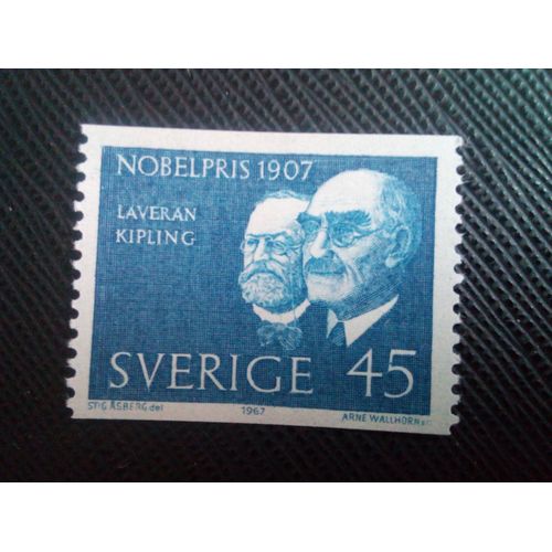 Timbre Suede Yt 581 C. L. A. Laveran (Médecine) Et Rudyard Kipling (Littérature) 1967 ( 031105 )