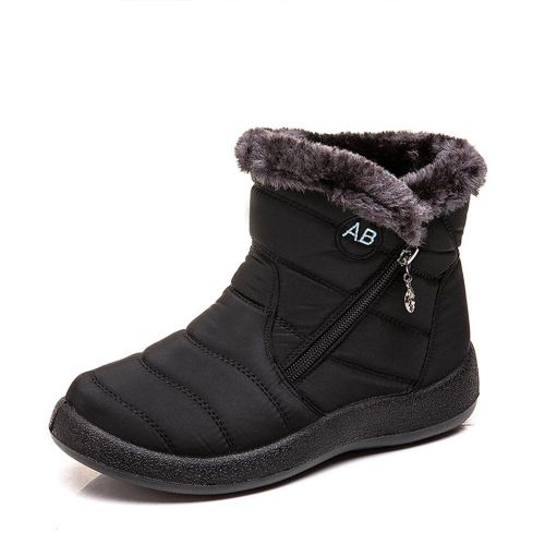 Chaussures De Marche En Peluche Pour Femmes, Bottines De Neige Chaudes, Avec Fermeture Éclair Latérale, Résistantes À L'eau, Antidérapantes, À La Mode, Hiver