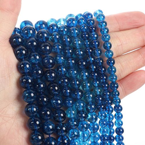 Perles Rondes En Pierre Naturelle, En Cristal De Quartz Bleu, Pour La Fabrication De Bijoux, Bracelet À Faire Soi Même, Brin De 4 À 12 Mm