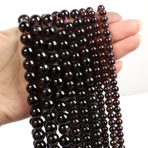 Perles Rondes En Pierre Naturelle Grenat, Pour La Fabrication De Bijoux, Bracelet À Faire Soi Même, 4/6/8/10/12 Mm