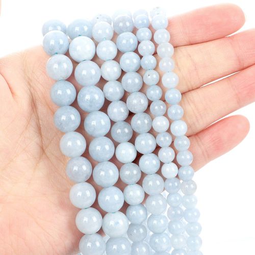 Perles En Pierre Naturelle, Pierres En Saphir De Mer Peu Profonde, Rondes, Amples, Pour La Fabrication De Bijoux, Couture, Bracelet, Bricolage, 4 12 Mm