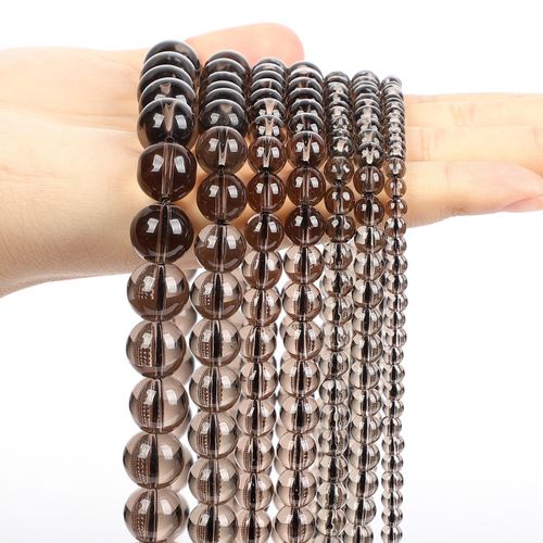 Perles Rondes En Pierre Naturelle, Marron Brillant, Transparent, Pour La Fabrication De Bijoux, Bricolage, Brin De Bracelet 4 12 Mm