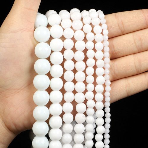 Perles En Pierre Naturelle, En Porcelaine Blanche, En Vrac, Pour La Fabrication De Bijoux, Couture, Bricolage, Bracelet, 4 12 Mm