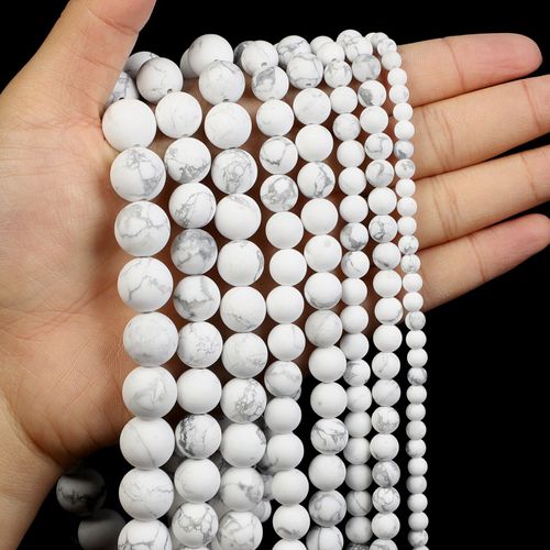 Perles Rondes En Pierre Naturelle Turquoise, Blanc Givré, Pour La Fabrication De Bijoux, Bracelet, Bricolage, 4 12 Mm