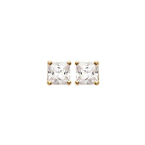 Kbc - Boucles D'oreilles Clous Plaqué Or Zirconium Carré 3mm