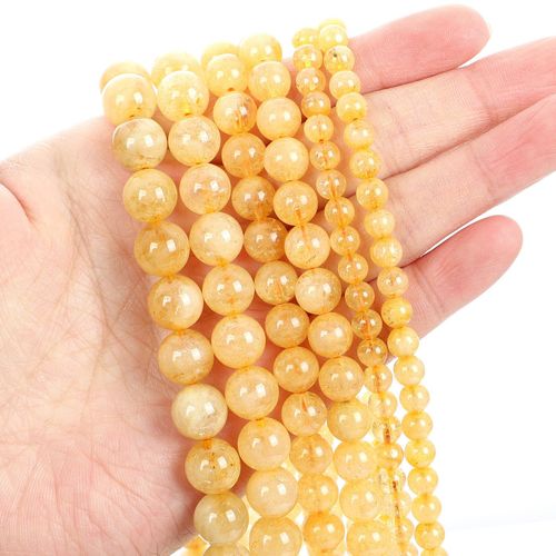 Perles Rondes En Pierre Naturelle, Quartz Citrine, Pour La Fabrication De Bijoux, Bracelet, Bricolage, 4 12 Mm