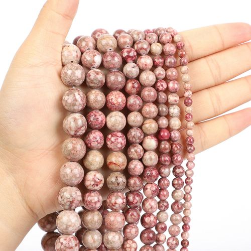 Perles Rondes En Pierre Naturelle De Chrysanthème Rouge, Pour La Fabrication De Bijoux, Bracelet À Faire Soi Même, 4/6/8/10/12 Mm