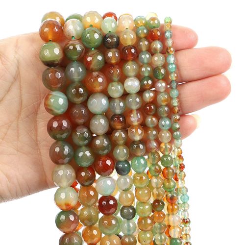 Perles En Pierre Naturelle, Agate Jaune Et Verte, Pour La Fabrication De Bijoux, Bricolage, Bracelet, Brin De 4 À 12 Mm