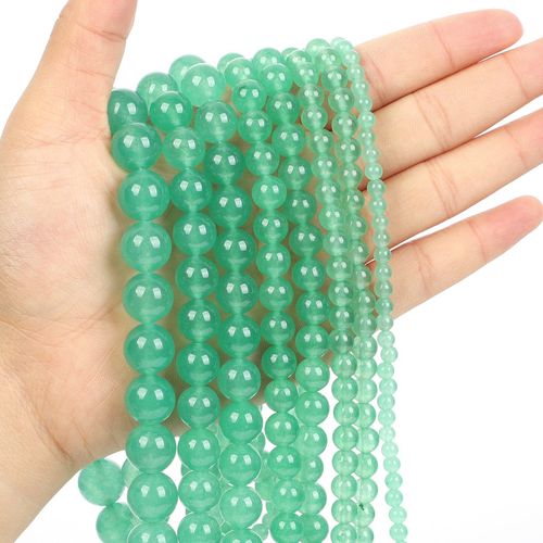Perle En Pierre Naturelle Verte Aventurine Calcédoine, Perles Rondes Et Amples Pour La Fabrication De Bijoux, Couture, Bricolage, Bracelet, Brin 4 12 Mm