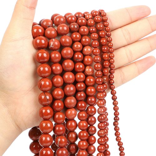 Perles Rondes En Pierre Naturelle Rouge, Pour La Fabrication De Bijoux, Travaux D'aiguille, Bracelet À Faire Soi Même, 4 12 Mm
