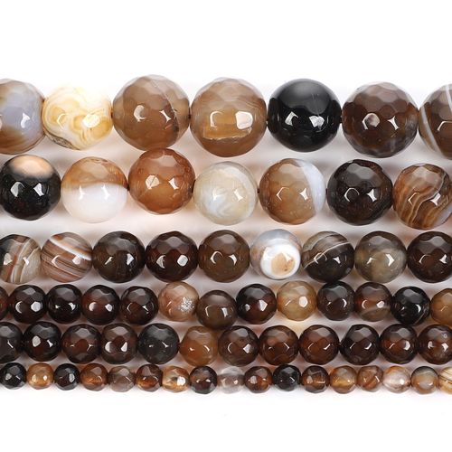 Perles En Pierre Naturelle, Agate Marron Rayée, Surface Coupée, Pour La Fabrication De Bijoux, Couture, Bricolage, Brin De Bracelet 4 12 Mm