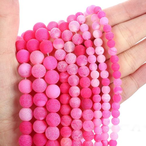 Perles En Pierre Naturelle, Rose Givrée, Rouge, Pour La Fabrication De Bijoux, Bracelet, Bricolage, 4 12 Mm