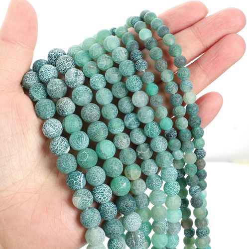 Perles Rondes En Pierre Naturelle, Verte Givrée, Pour La Fabrication De Bijoux, Bracelet, Bricolage, 4 12 Mm